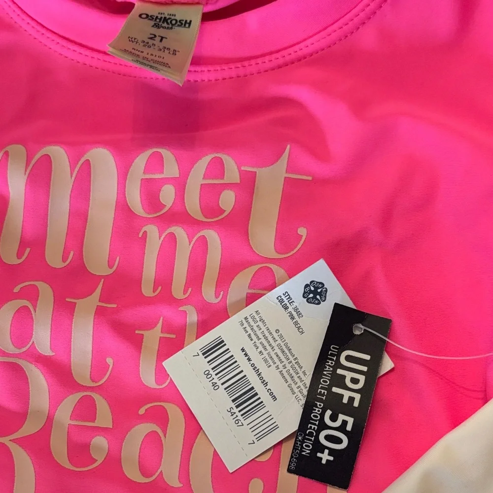 NWT OshKosh B'gosh Pink and Purple Kids Swim 3 Piece Rashguard Swim Set!